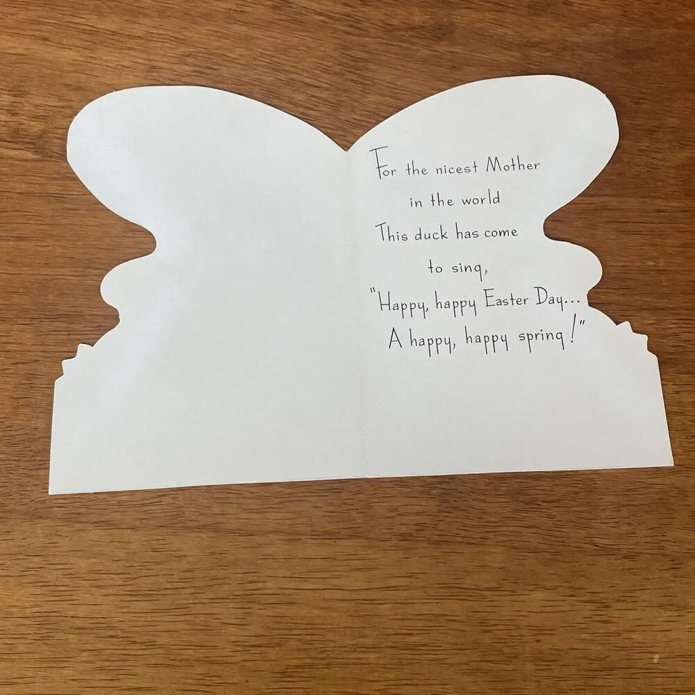 Vtg Rust Craft Duck Spring Flocked Happy Easter Mother Greeting Card